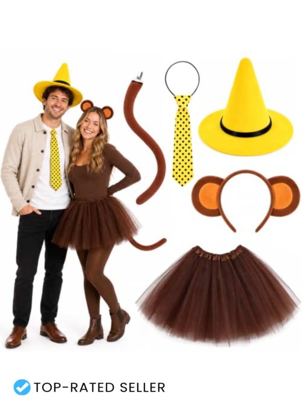 Adult Halloween Monkey Couple Costume Set 5 Pc Plush Headband Tutu